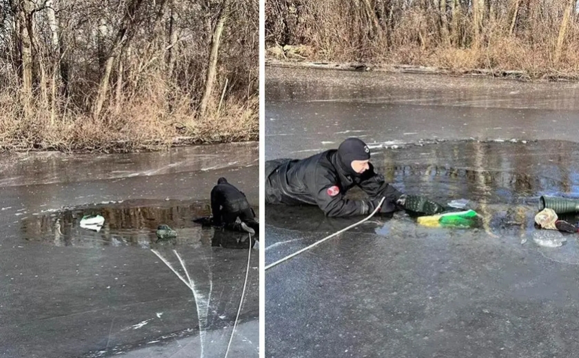 Рятувальники Дніпра дістали труп чоловіка, який провалився під лід на Перемозі