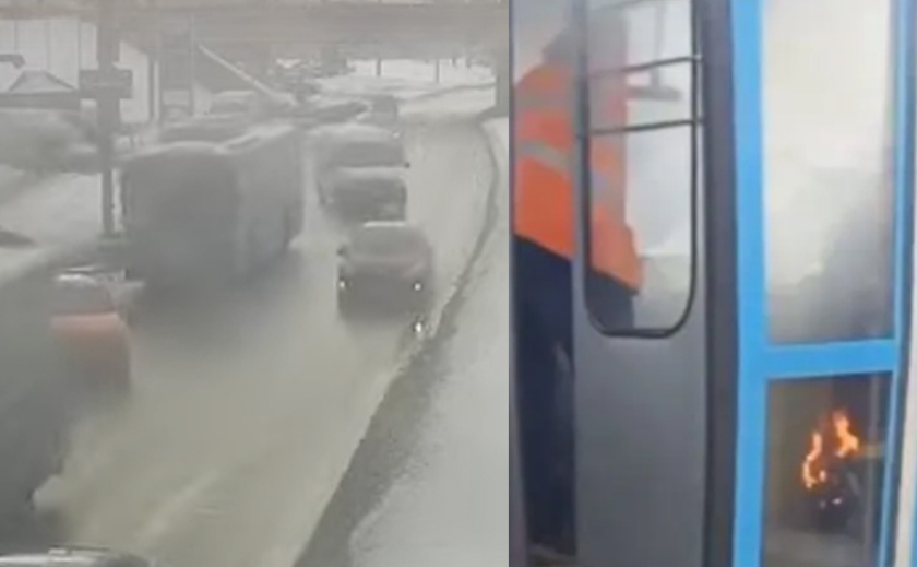 На Слобожанському проспекті у Дніпрі загорівся тролейбус: подробиці
