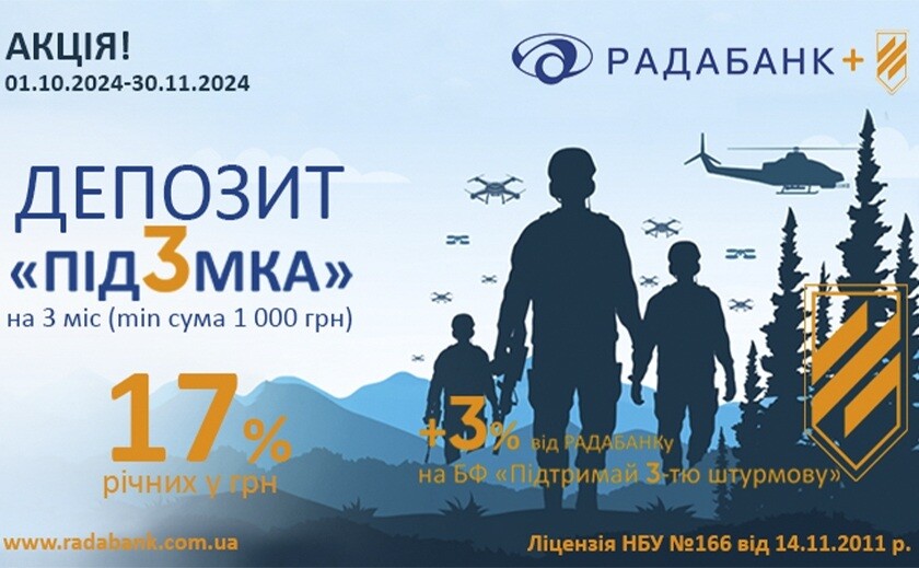Стартує акційний депозит «під3мка» від РАДАБАНКу: 17 для Перемоги!
