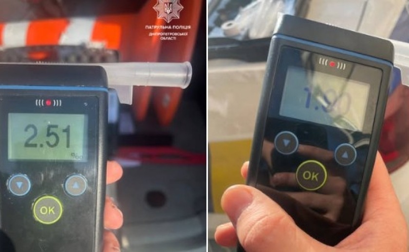 У Дніпрі на вихідних патрульні виявили та притягнули до відповідальності трьох нетверезих водіїв