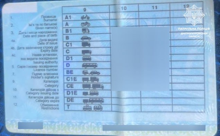 Позбавлений права керування та з підробленим посвідченням: патрульні Дніпра затримали порушника