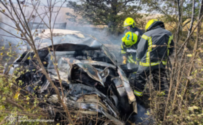 На Дніпропетровщині внаслідок ДТП загорілися два автомобілі