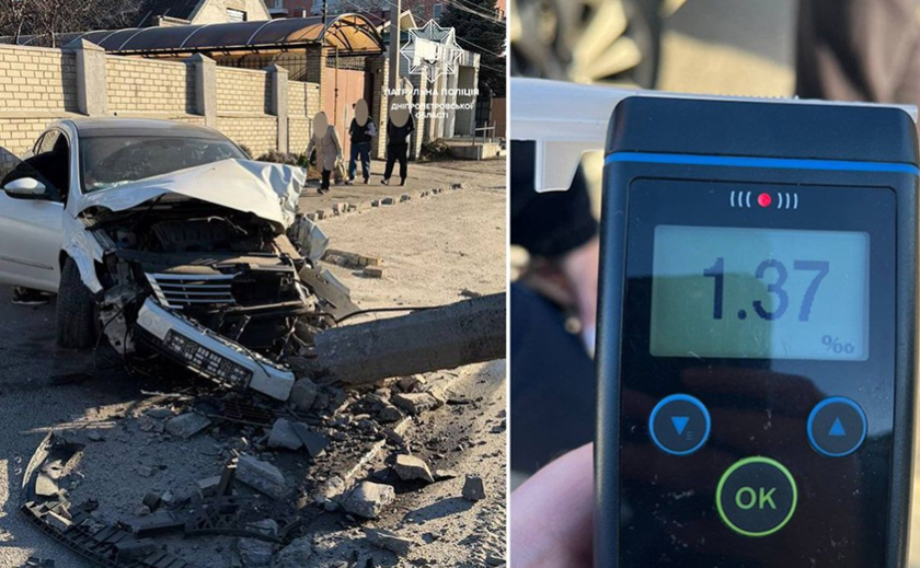 У Дніпрі п’яна водійка спричинила ДТП та знесла електроопору